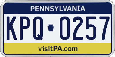 PA license plate KPQ0257