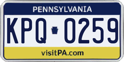 PA license plate KPQ0259