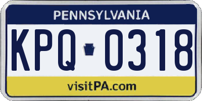 PA license plate KPQ0318