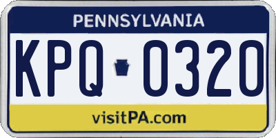 PA license plate KPQ0320