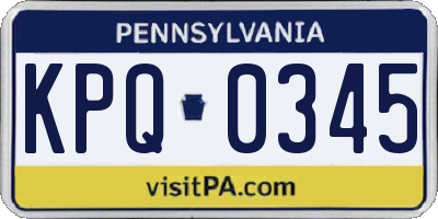 PA license plate KPQ0345
