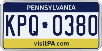 PA license plate KPQ0380