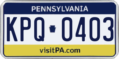 PA license plate KPQ0403