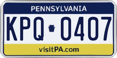 PA license plate KPQ0407