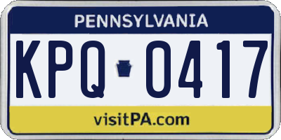 PA license plate KPQ0417