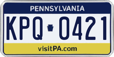 PA license plate KPQ0421
