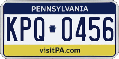 PA license plate KPQ0456