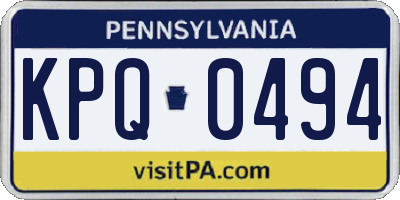 PA license plate KPQ0494