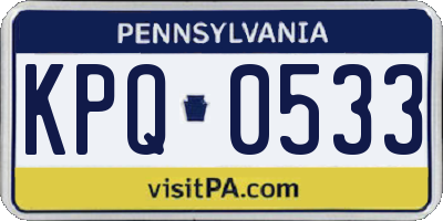 PA license plate KPQ0533