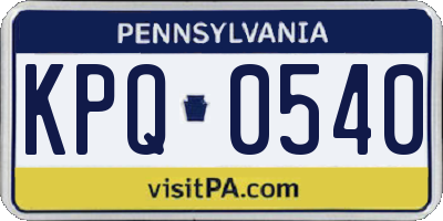 PA license plate KPQ0540