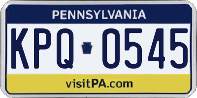 PA license plate KPQ0545