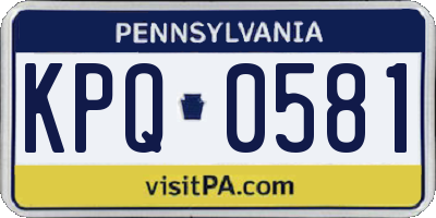 PA license plate KPQ0581