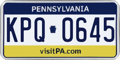 PA license plate KPQ0645