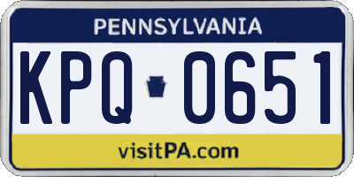 PA license plate KPQ0651