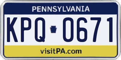 PA license plate KPQ0671