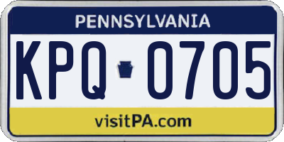 PA license plate KPQ0705
