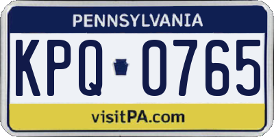 PA license plate KPQ0765