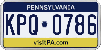 PA license plate KPQ0786