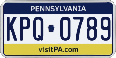 PA license plate KPQ0789