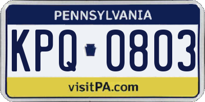 PA license plate KPQ0803