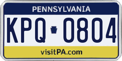 PA license plate KPQ0804