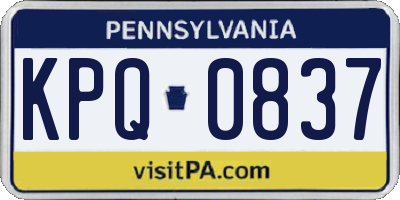 PA license plate KPQ0837