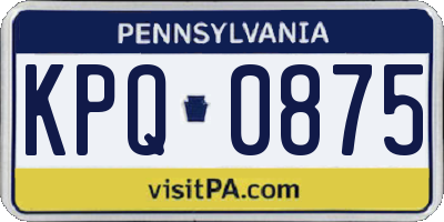PA license plate KPQ0875