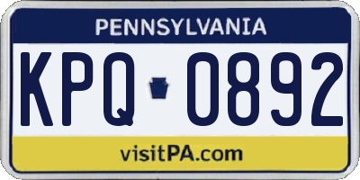 PA license plate KPQ0892