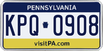 PA license plate KPQ0908