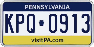 PA license plate KPQ0913
