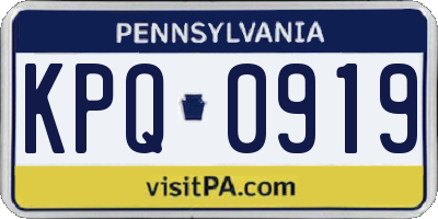 PA license plate KPQ0919
