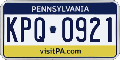 PA license plate KPQ0921