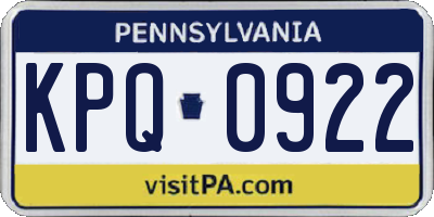 PA license plate KPQ0922