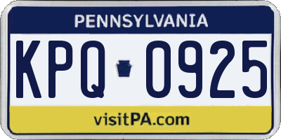 PA license plate KPQ0925