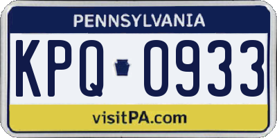 PA license plate KPQ0933