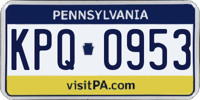 PA license plate KPQ0953
