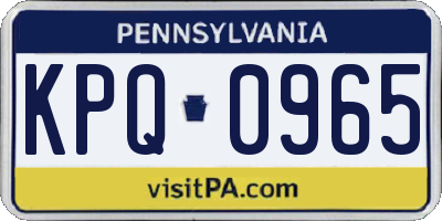 PA license plate KPQ0965