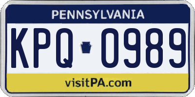 PA license plate KPQ0989