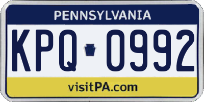 PA license plate KPQ0992