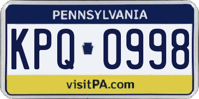 PA license plate KPQ0998