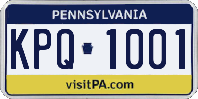 PA license plate KPQ1001