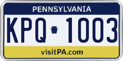 PA license plate KPQ1003
