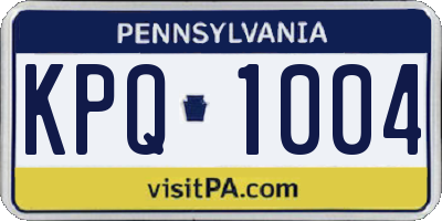 PA license plate KPQ1004