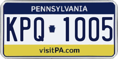 PA license plate KPQ1005