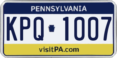 PA license plate KPQ1007