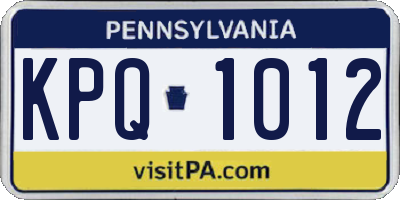 PA license plate KPQ1012