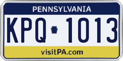 PA license plate KPQ1013