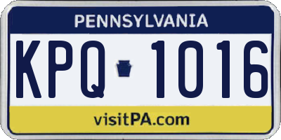 PA license plate KPQ1016