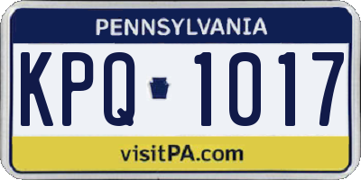 PA license plate KPQ1017