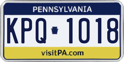 PA license plate KPQ1018